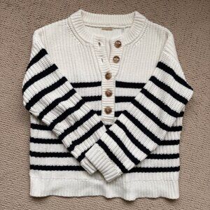 Eli Tahari Henley Nautical Stripe Cotton Sweater